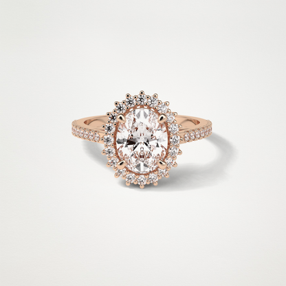 Oval Halo & Pave Moissanite Engagement Ring – 1.91 CT Lab-Created Brilliance in 10K/14K/18K Gold