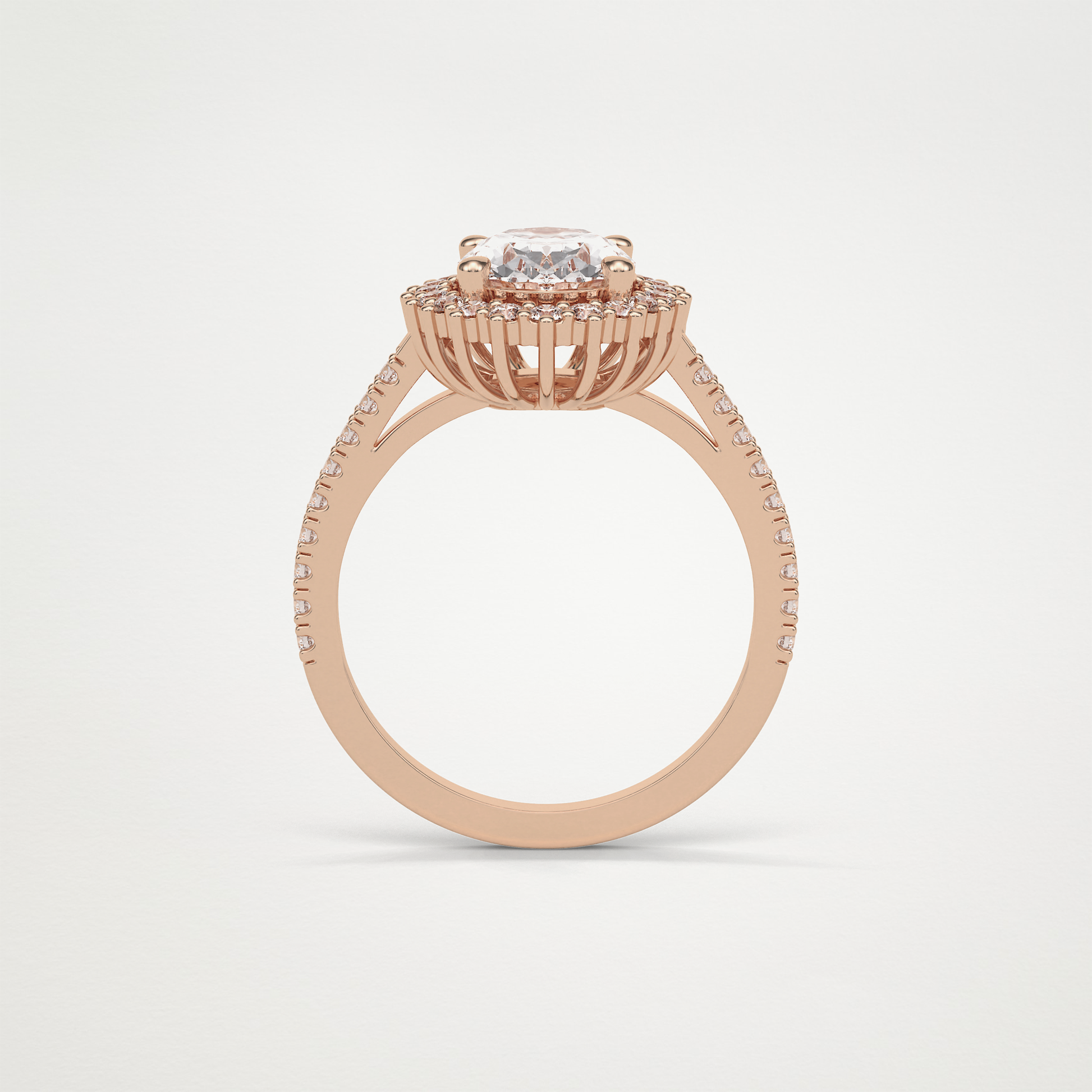 Oval Halo & Pave Moissanite Engagement Ring – 1.91 CT Lab-Created Brilliance in 10K/14K/18K Gold