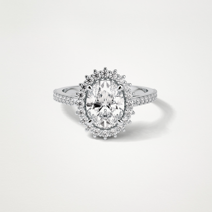 Oval Halo & Pave Moissanite Engagement Ring – 1.91 CT Lab-Created Brilliance in 10K/14K/18K Gold