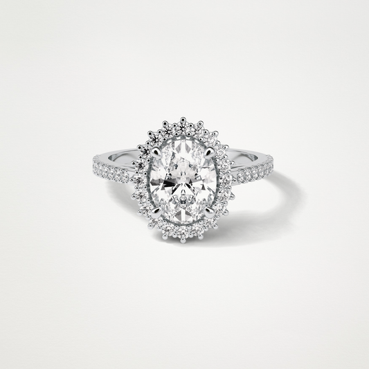 Oval Halo & Pave Moissanite Engagement Ring – 1.91 CT Lab-Created Brilliance in 10K/14K/18K Gold