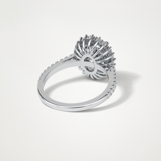 Oval Halo & Pave Moissanite Engagement Ring – 1.91 CT Lab-Created Brilliance in 10K/14K/18K Gold