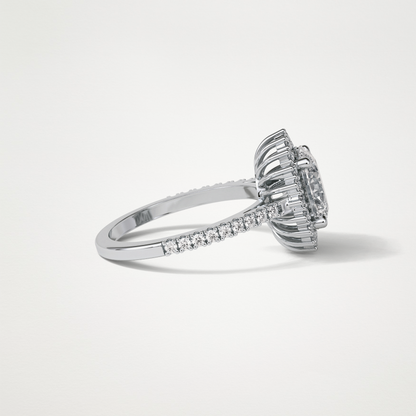 Oval Halo & Pave Moissanite Engagement Ring – 1.91 CT Lab-Created Brilliance in 10K/14K/18K Gold