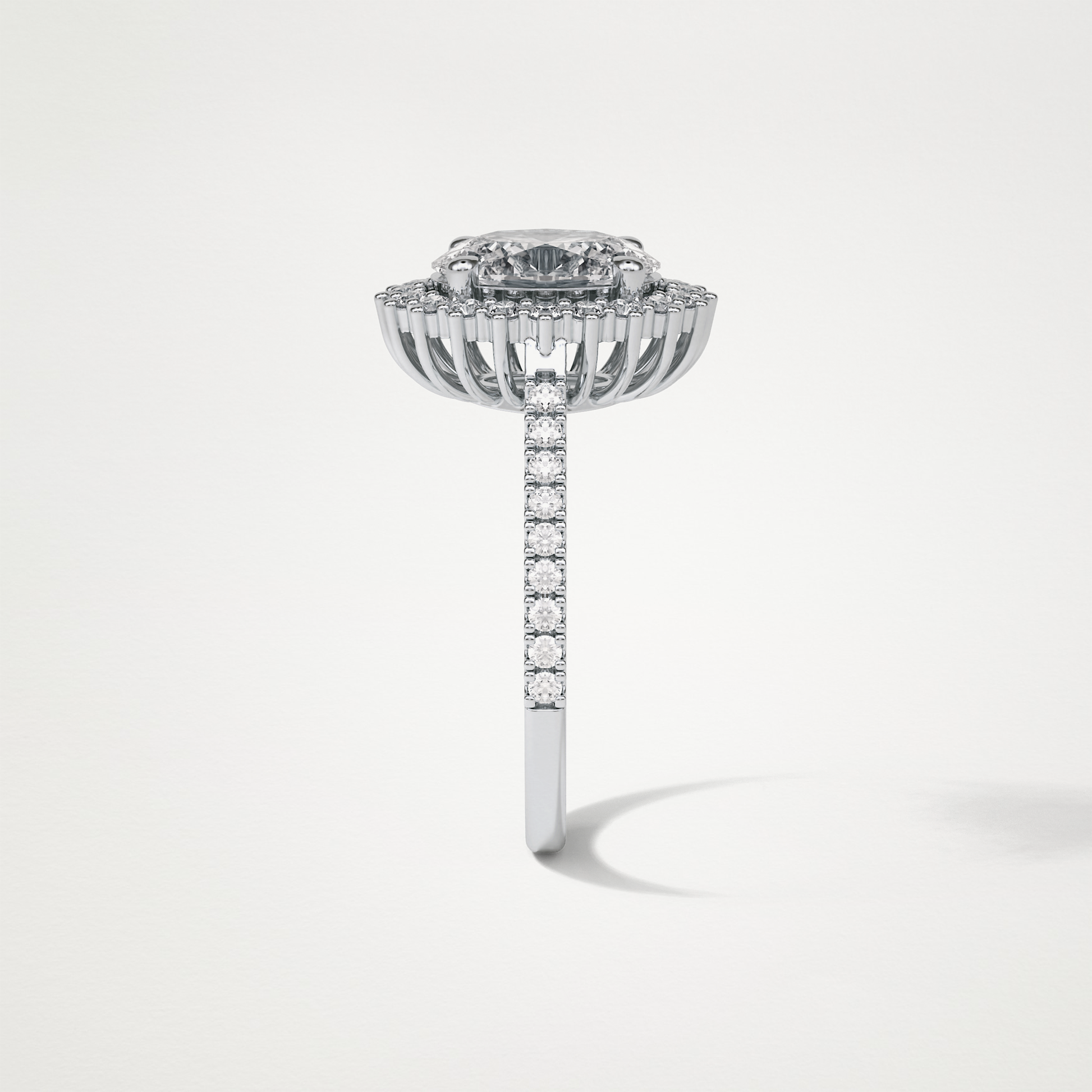 Oval Halo & Pave Moissanite Engagement Ring – 1.91 CT Lab-Created Brilliance in 10K/14K/18K Gold