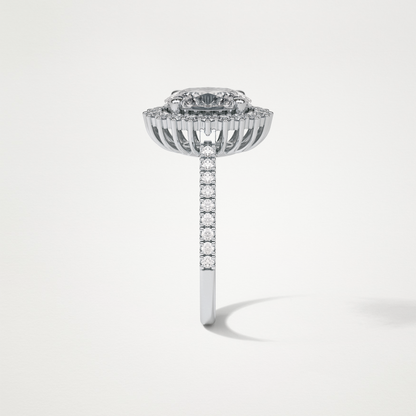 Oval Halo & Pave Moissanite Engagement Ring – 1.91 CT Lab-Created Brilliance in 10K/14K/18K Gold