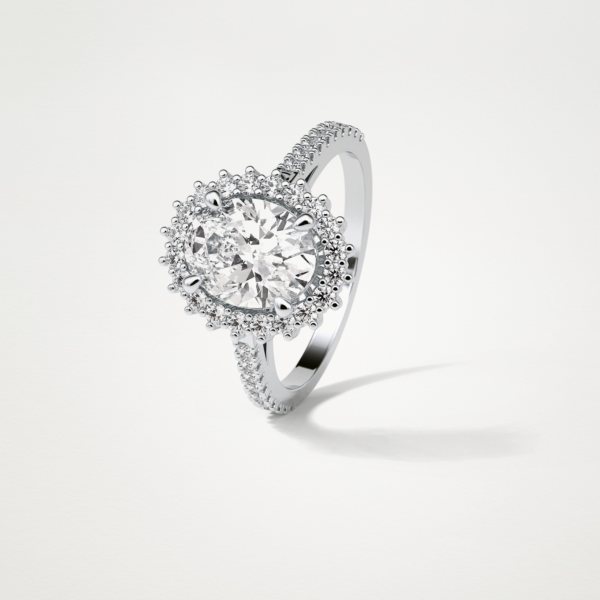 Oval Halo & Pave Moissanite Engagement Ring – 1.91 CT Lab-Created Brilliance in 10K/14K/18K Gold