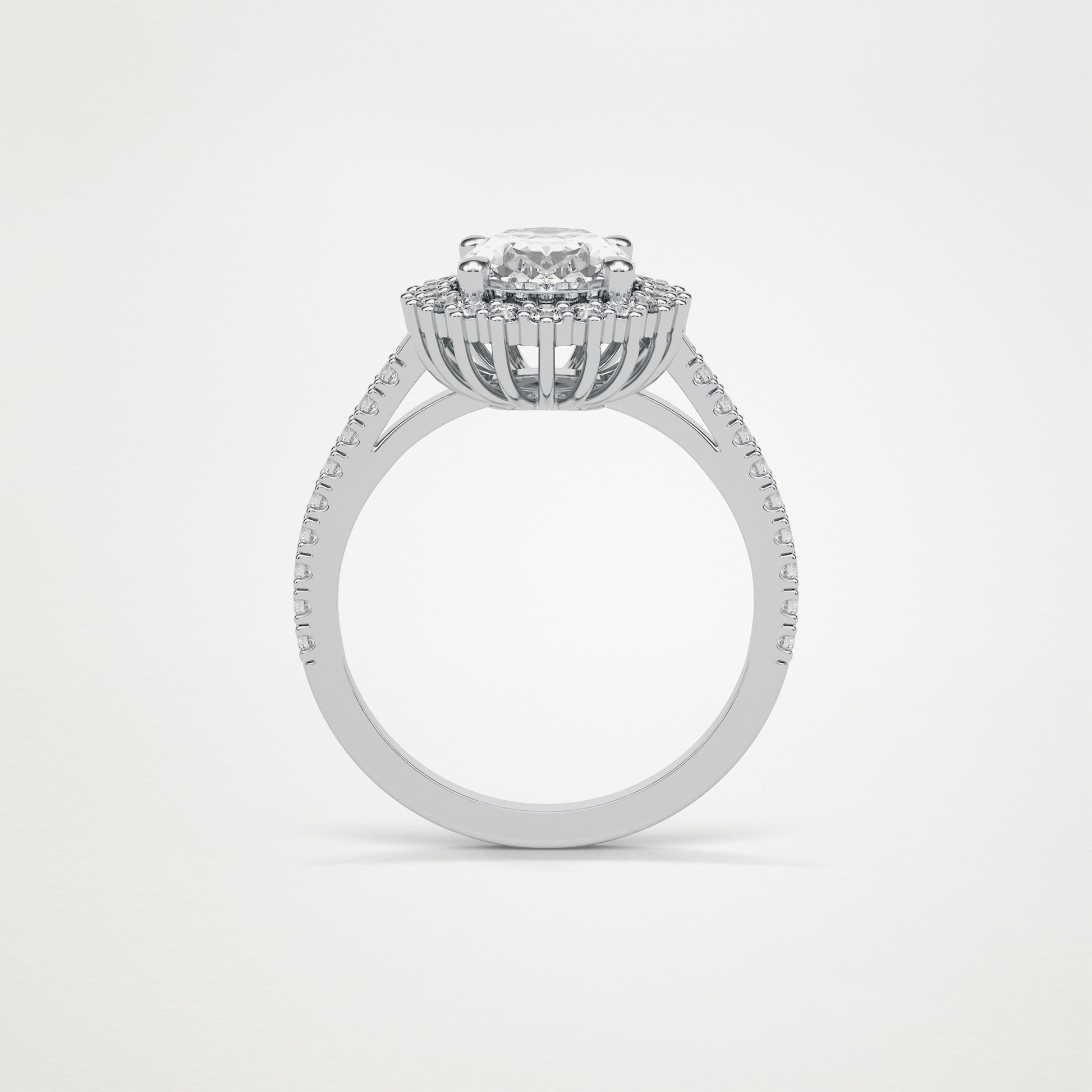 Oval Halo & Pave Moissanite Engagement Ring – 1.91 CT Lab-Created Brilliance in 10K/14K/18K Gold