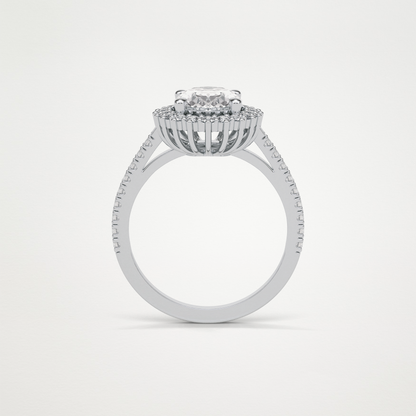 Oval Halo & Pave Moissanite Engagement Ring – 1.91 CT Lab-Created Brilliance in 10K/14K/18K Gold