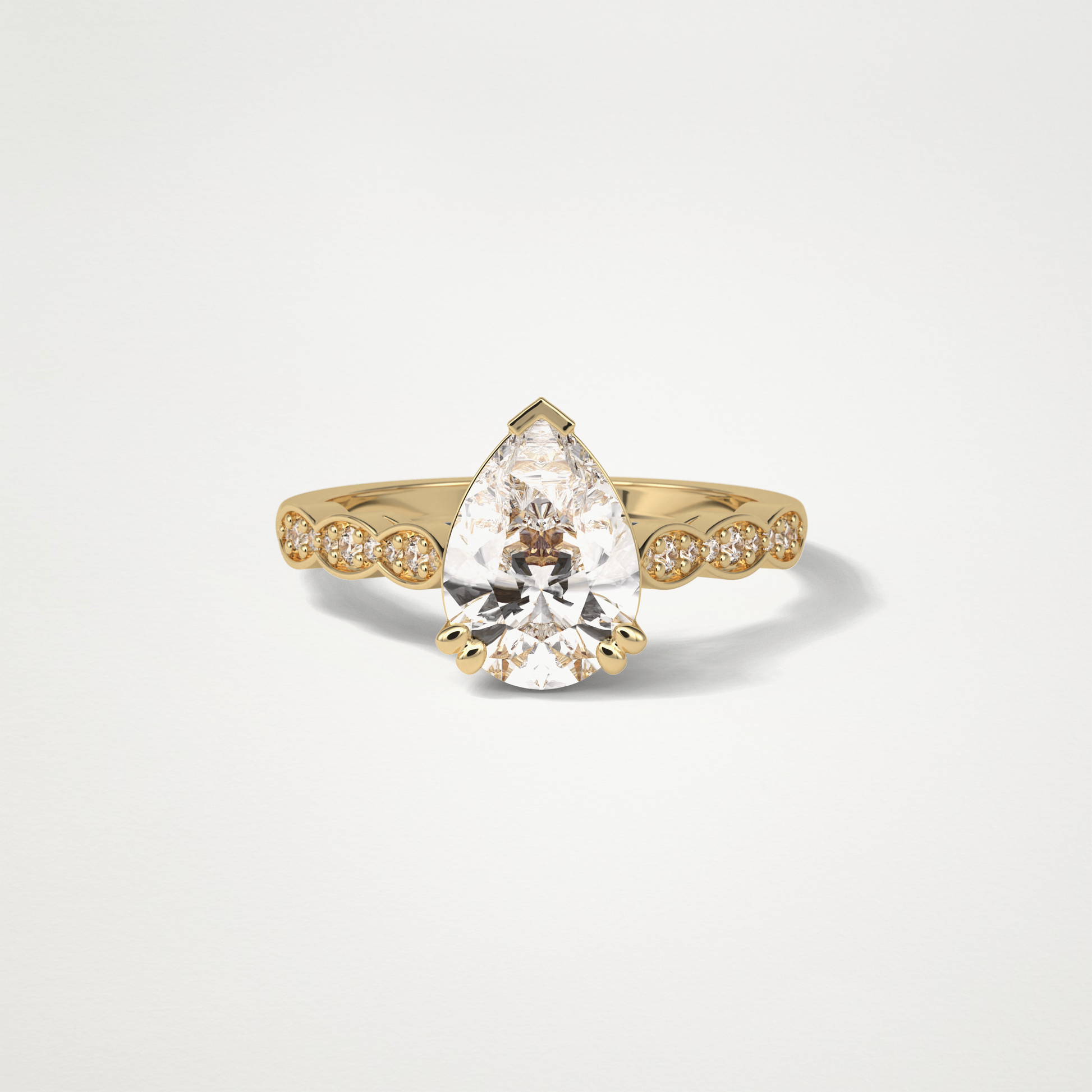 Pear Milgrain Pave Moissanite Engagement Ring – 1.93 CT Lab-Created Brilliance in 10K/14K/18K Gold
