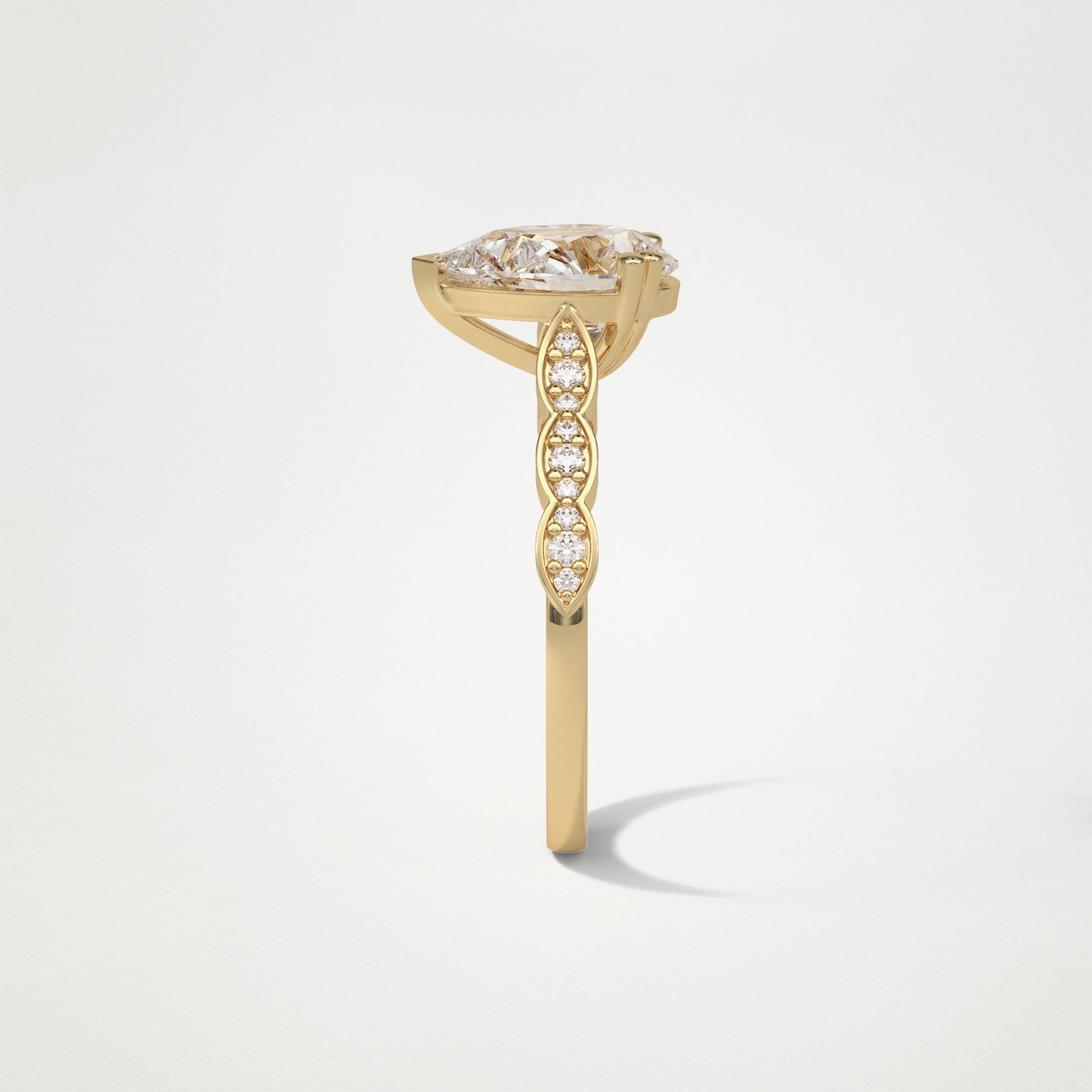 Pear Milgrain Pave Moissanite Engagement Ring – 1.93 CT Lab-Created Brilliance in 10K/14K/18K Gold
