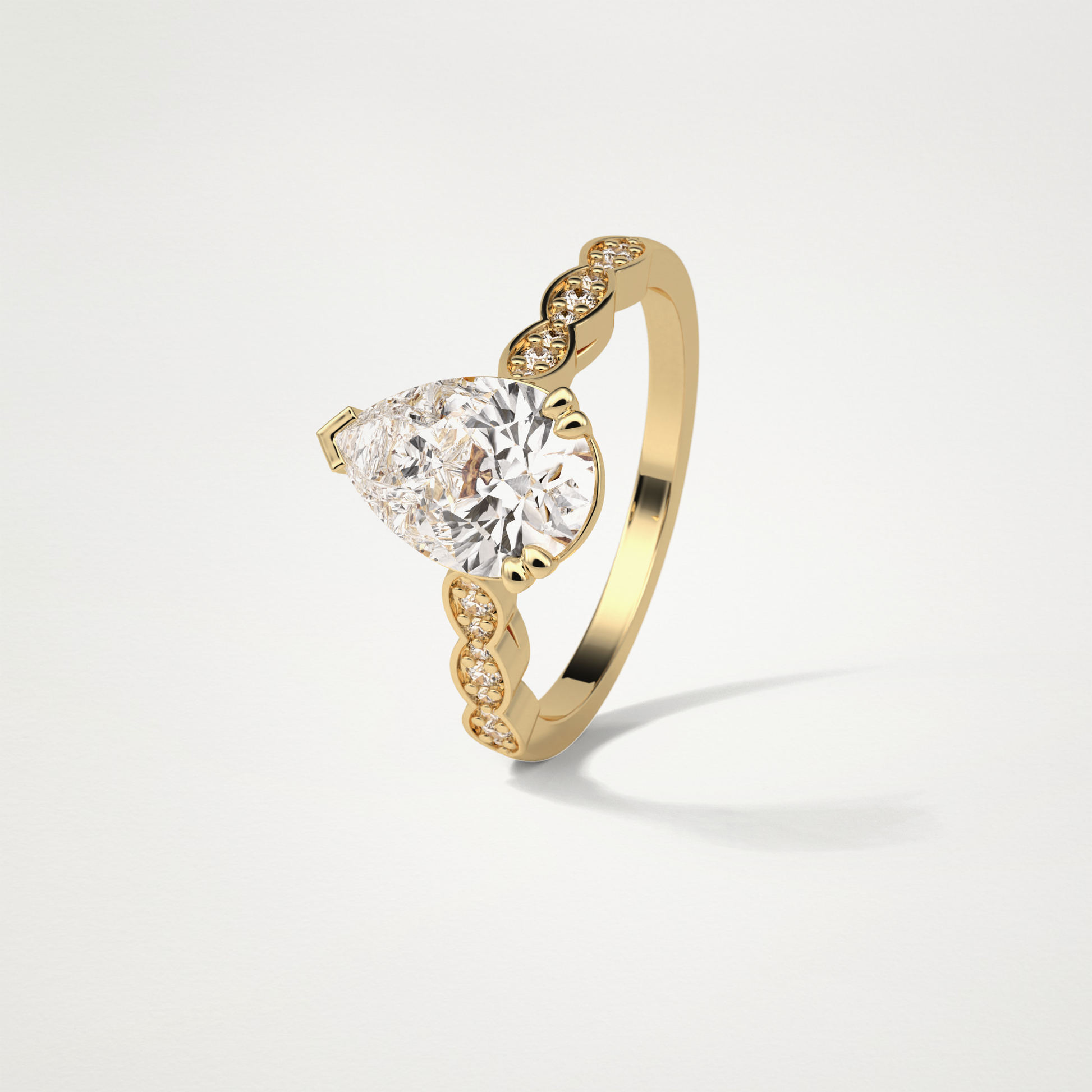 Pear Milgrain Pave Moissanite Engagement Ring – 1.93 CT Lab-Created Brilliance in 10K/14K/18K Gold