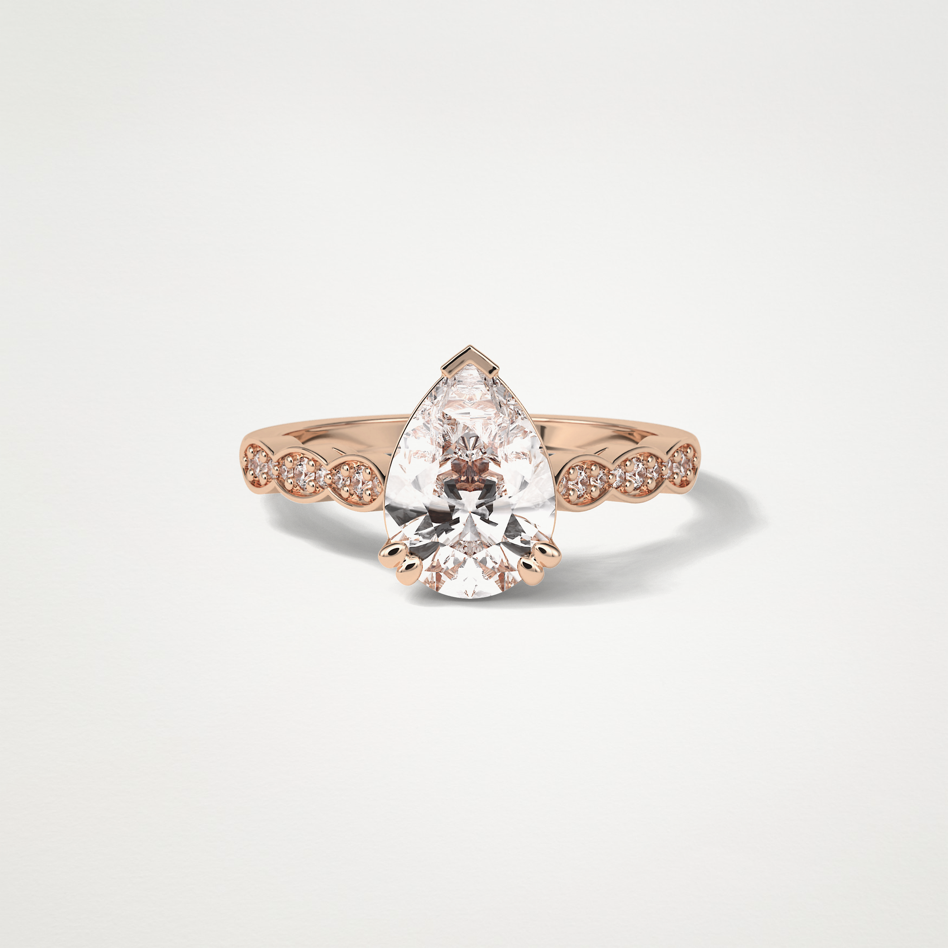 Pear Milgrain Pave Moissanite Engagement Ring – 1.93 CT Lab-Created Brilliance in 10K/14K/18K Gold