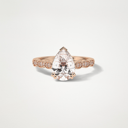 Pear Milgrain Pave Moissanite Engagement Ring – 1.93 CT Lab-Created Brilliance in 10K/14K/18K Gold