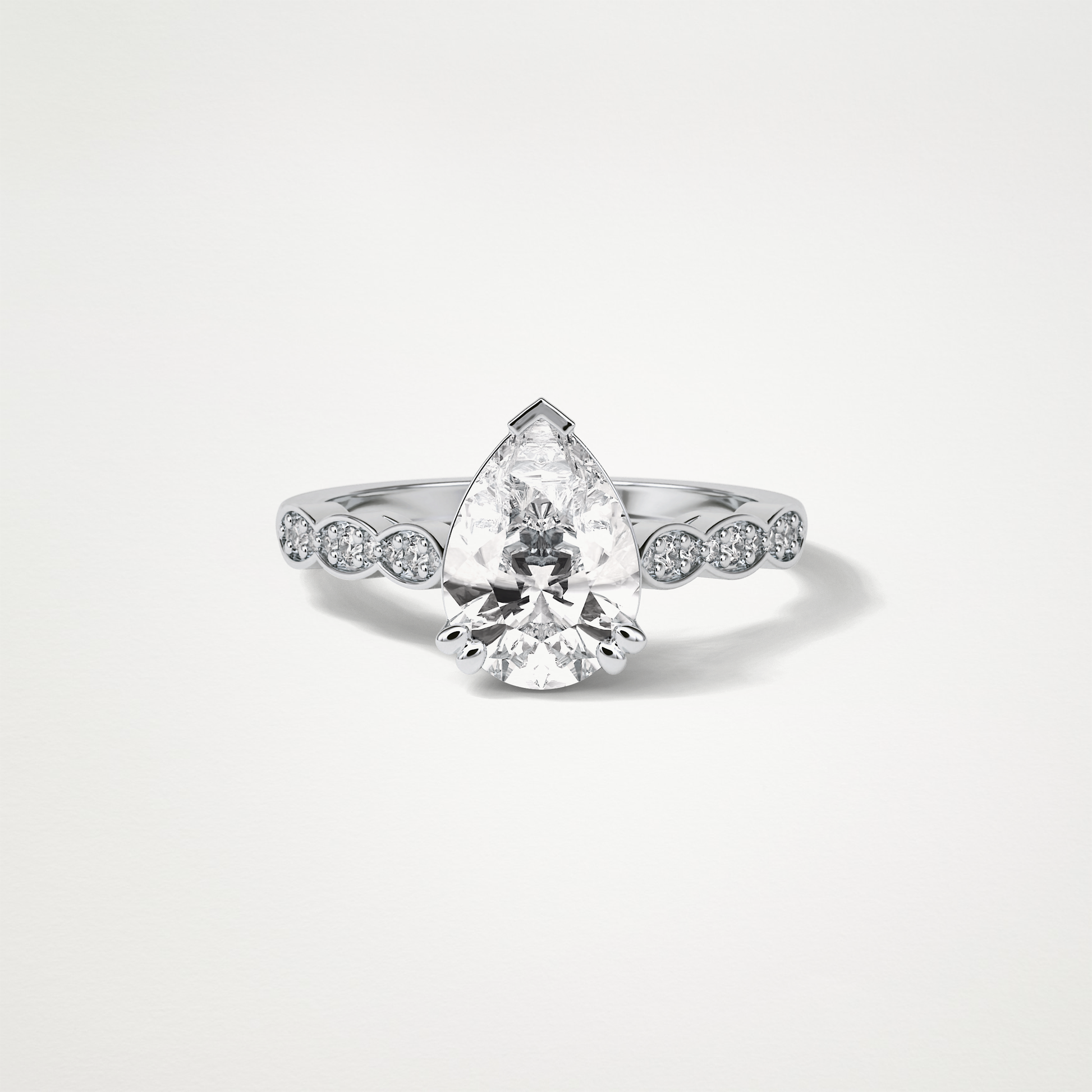Pear Milgrain Pave Moissanite Engagement Ring – 1.93 CT Lab-Created Brilliance in 10K/14K/18K Gold