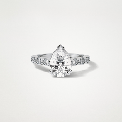 Pear Milgrain Pave Moissanite Engagement Ring – 1.93 CT Lab-Created Brilliance in 10K/14K/18K Gold