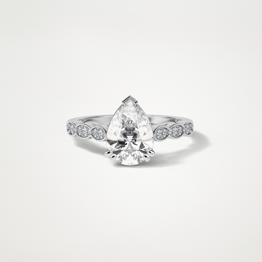 Pear Milgrain Pave Moissanite Engagement Ring – 1.93 CT Lab-Created Brilliance in 10K/14K/18K Gold