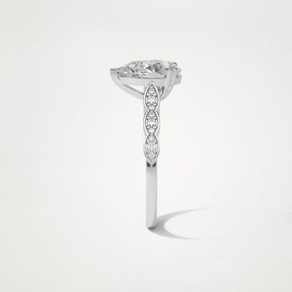 Pear Milgrain Pave Moissanite Engagement Ring – 1.93 CT Lab-Created Brilliance in 10K/14K/18K Gold