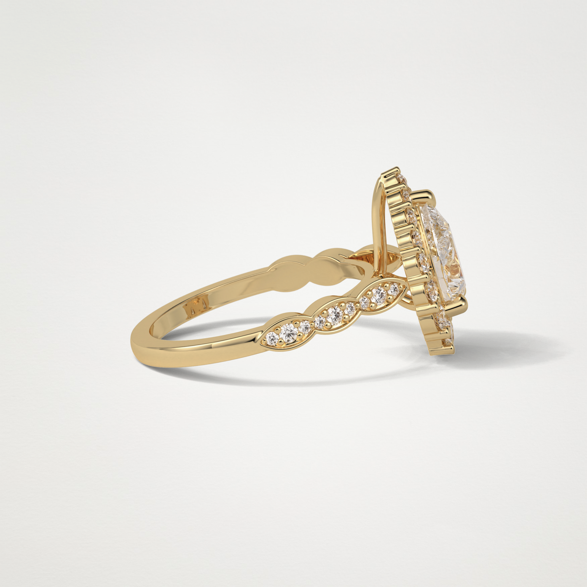 Pear Milgrain Halo Moissanite Engagement Ring – 1.93 CT Lab-Created Brilliance in 10K/14K/18K Gold
