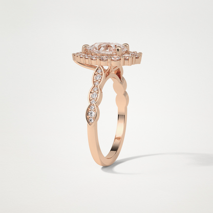Pear Milgrain Halo Moissanite Engagement Ring – 1.93 CT Lab-Created Brilliance in 10K/14K/18K Gold