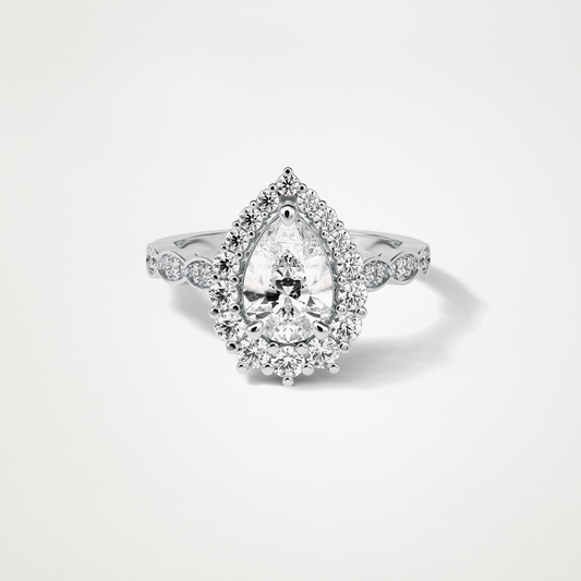 Pear Milgrain Halo Moissanite Engagement Ring – 1.93 CT Lab-Created Brilliance in 10K/14K/18K Gold