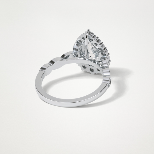 Pear Milgrain Halo Moissanite Engagement Ring – 1.93 CT Lab-Created Brilliance in 10K/14K/18K Gold