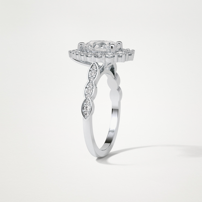Pear Milgrain Halo Moissanite Engagement Ring – 1.93 CT Lab-Created Brilliance in 10K/14K/18K Gold