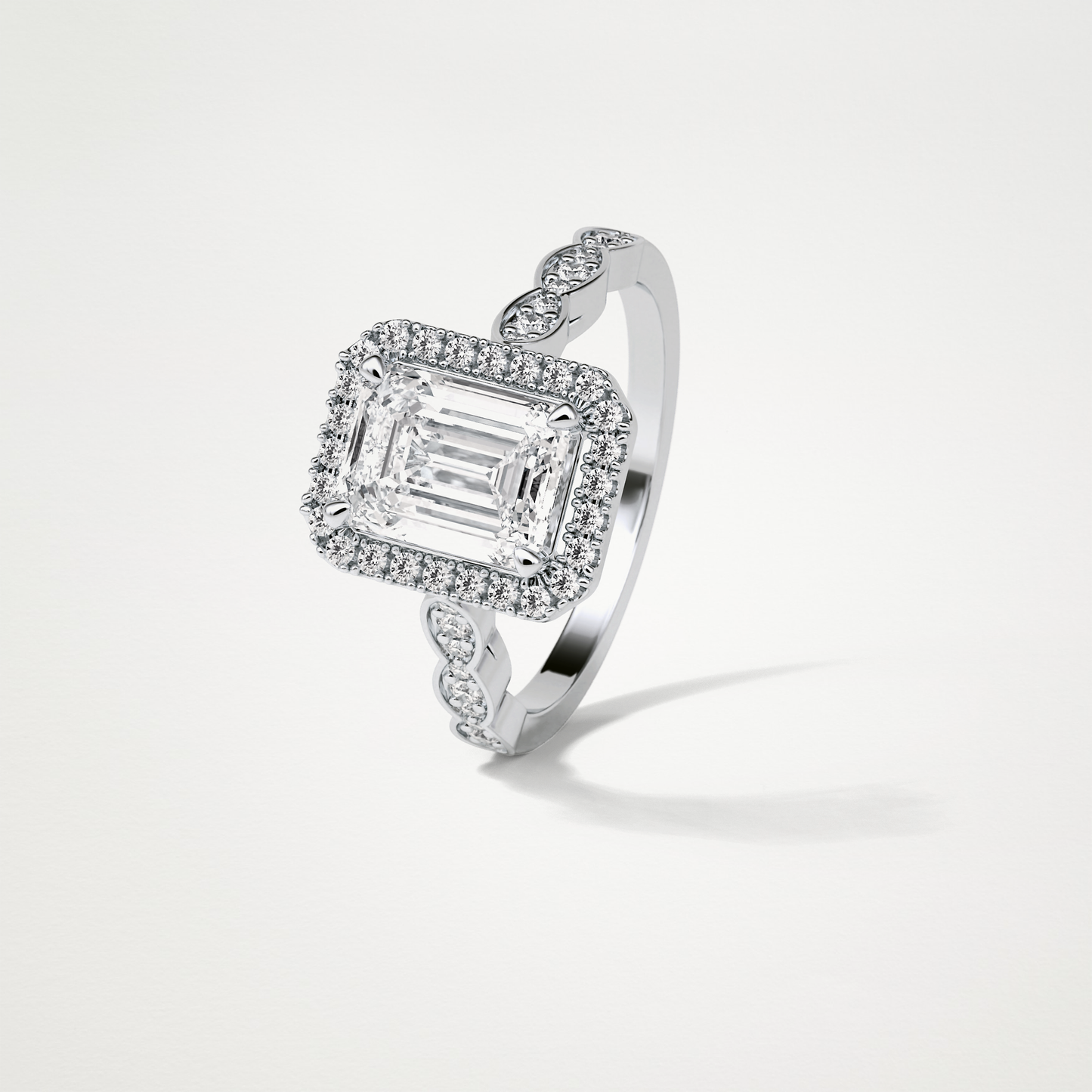 Emerald Milgrain Halo Moissanite Engagement Ring – 1.91 CT Lab-Created Brilliance in 10K/14K/18K Gold