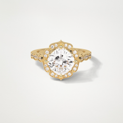 Cushion Halo & Pave Moissanite Engagement Ring – 2.1 CT Lab-Created Brilliance in 10K/14K/18K Gold