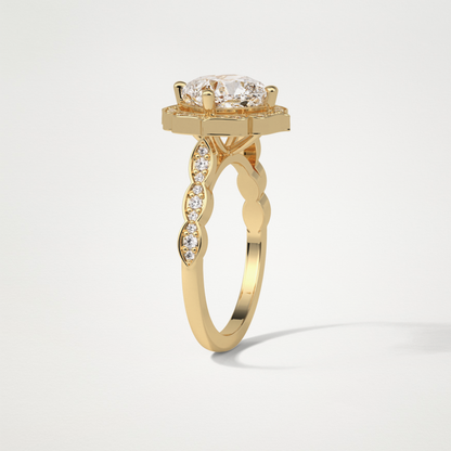 Cushion Halo & Pave Moissanite Engagement Ring – 2.1 CT Lab-Created Brilliance in 10K/14K/18K Gold