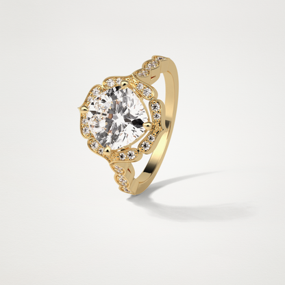 Cushion Milgrain Halo Moissanite Engagement Ring – 2.1 CT Lab-Created Brilliance in 10K/14K/18K Gold 13