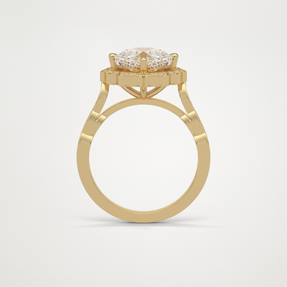 Cushion Milgrain Halo Moissanite Engagement Ring – 2.1 CT Lab-Created Brilliance in 10K/14K/18K Gold 14