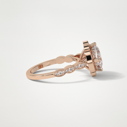 Cushion Halo & Pave Moissanite Engagement Ring – 2.1 CT Lab-Created Brilliance in 10K/14K/18K Gold