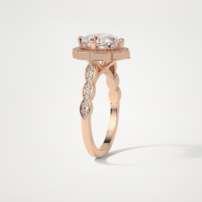 Cushion Milgrain Halo Moissanite Engagement Ring – 2.1 CT Lab-Created Brilliance in 10K/14K/18K Gold 19