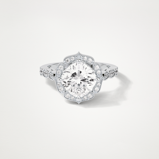 Cushion Milgrain Halo Moissanite Engagement Ring – 2.1 CT Lab-Created Brilliance in 10K/14K/18K Gold 1