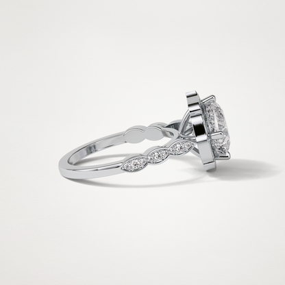 Cushion Milgrain Halo Moissanite Engagement Ring – 2.1 CT Lab-Created Brilliance in 10K/14K/18K Gold 3