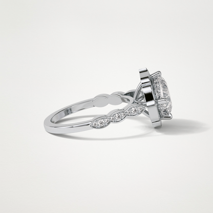 Cushion Halo & Pave Moissanite Engagement Ring – 2.1 CT Lab-Created Brilliance in 10K/14K/18K Gold