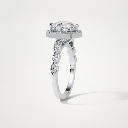 Cushion Halo & Pave Moissanite Engagement Ring – 2.1 CT Lab-Created Brilliance in 10K/14K/18K Gold
