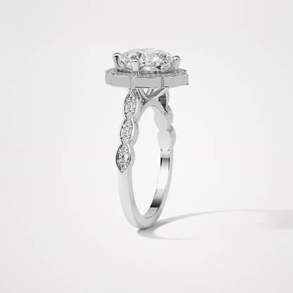 Cushion Milgrain Halo Moissanite Engagement Ring – 2.1 CT Lab-Created Brilliance in 10K/14K/18K Gold 5