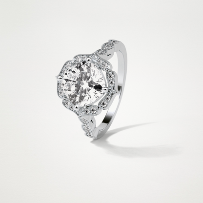 Cushion Halo & Pave Moissanite Engagement Ring – 2.1 CT Lab-Created Brilliance in 10K/14K/18K Gold