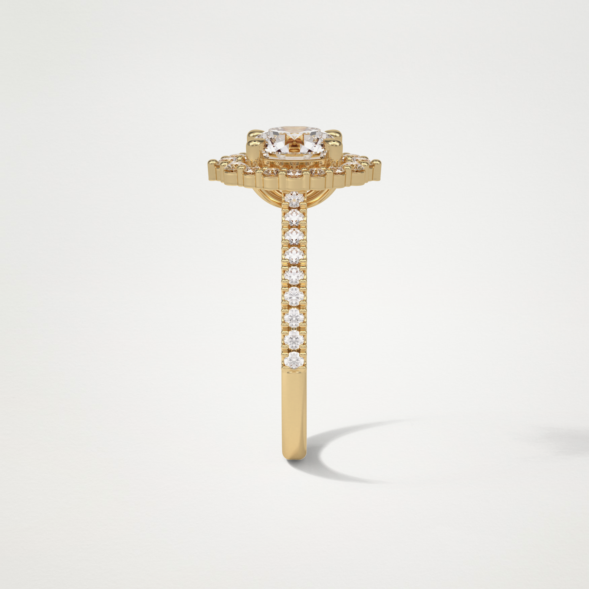 Round Pave & Halo Moissanite Engagement Ring – 1.25 CT Lab-Created Brilliance in 10K/14K/18K Gold