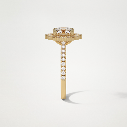 Round Pave & Halo Moissanite Engagement Ring – 1.25 CT Lab-Created Brilliance in 10K/14K/18K Gold