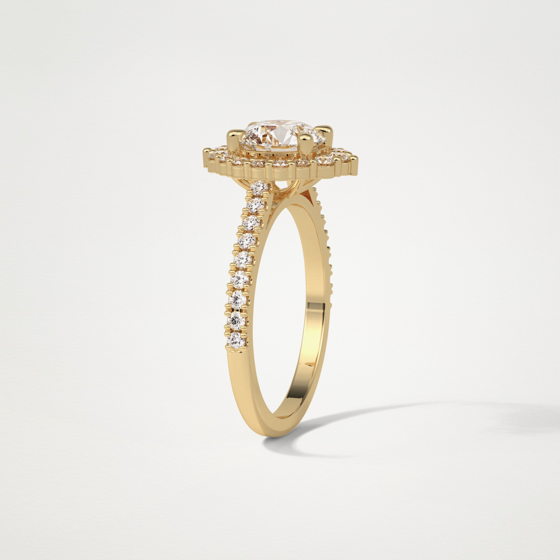 Round Pave & Halo Moissanite Engagement Ring – 1.25 CT Lab-Created Brilliance in 10K/14K/18K Gold