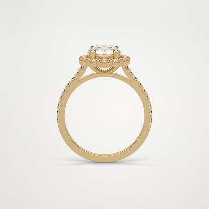 Round Pave & Halo Moissanite Engagement Ring – 1.25 CT Lab-Created Brilliance in 10K/14K/18K Gold