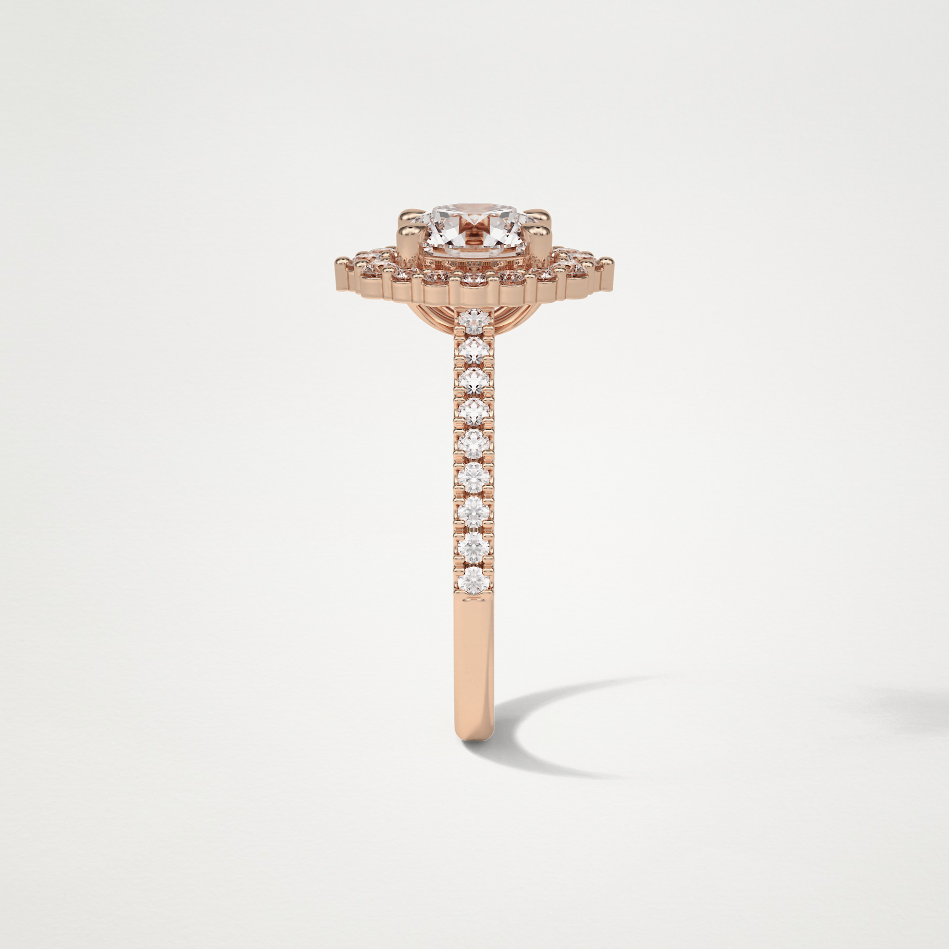 Round Pave & Halo Moissanite Engagement Ring – 1.25 CT Lab-Created Brilliance in 10K/14K/18K Gold