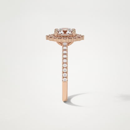 Round Pave & Halo Moissanite Engagement Ring – 1.25 CT Lab-Created Brilliance in 10K/14K/18K Gold