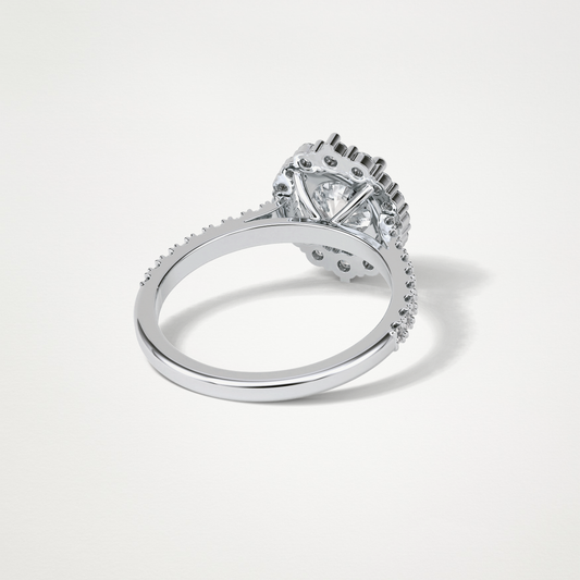 Round Pave & Halo Moissanite Engagement Ring – 1.25 CT Lab-Created Brilliance in 10K/14K/18K Gold
