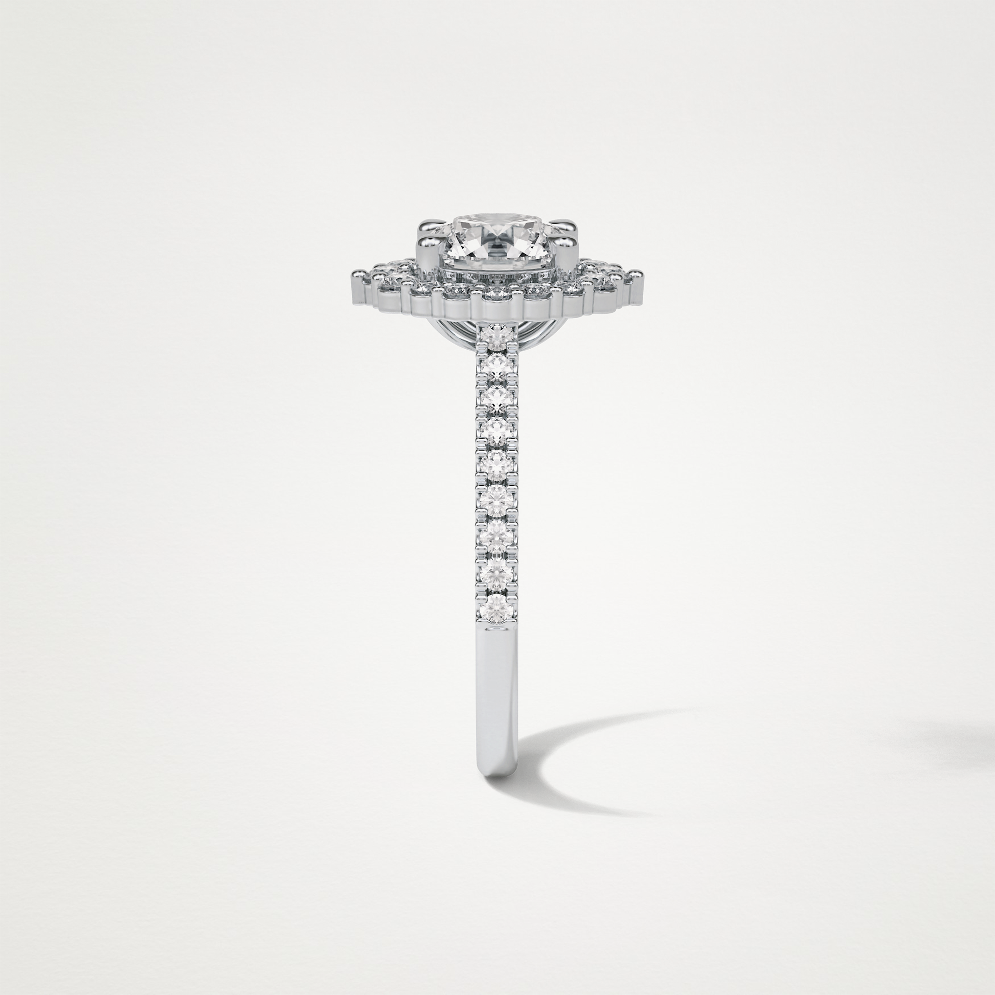 Round Pave & Halo Moissanite Engagement Ring – 1.25 CT Lab-Created Brilliance in 10K/14K/18K Gold