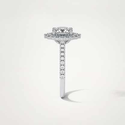 Round Pave & Halo Moissanite Engagement Ring – 1.25 CT Lab-Created Brilliance in 10K/14K/18K Gold