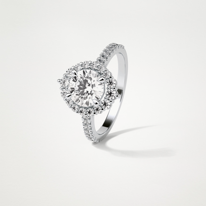 Round Pave & Halo Moissanite Engagement Ring – 1.25 CT Lab-Created Brilliance in 10K/14K/18K Gold