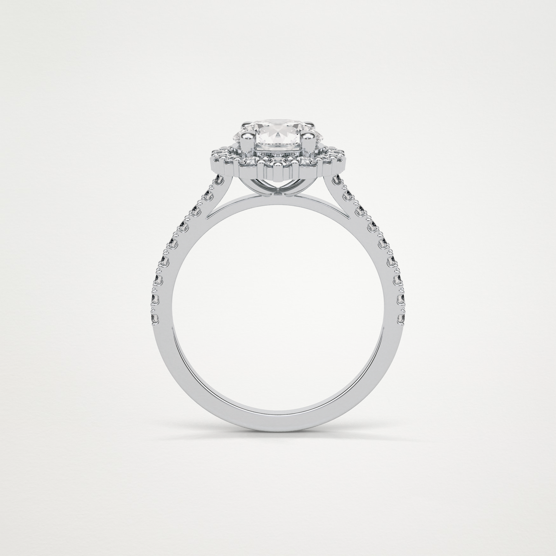 Round Pave & Halo Moissanite Engagement Ring – 1.25 CT Lab-Created Brilliance in 10K/14K/18K Gold