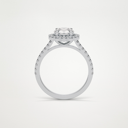 Round Pave & Halo Moissanite Engagement Ring – 1.25 CT Lab-Created Brilliance in 10K/14K/18K Gold